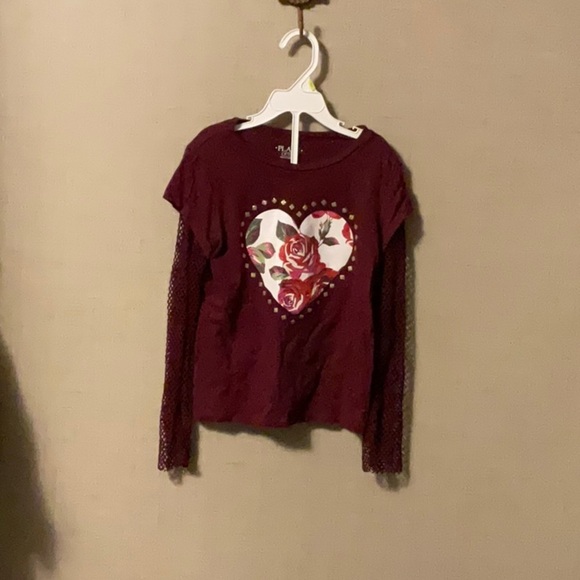Place Burgundy Floral Heart Long Sleeve Tee - Picture 1 of 6